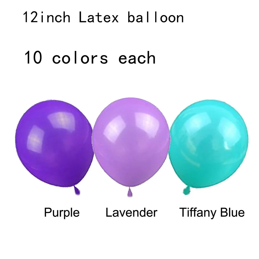 55pcs/Set Purple Latex Balloons Decoration Mermaid Party Baby Shower Boy Girl Paper Artificial Flower Pompoms Decor Birthday