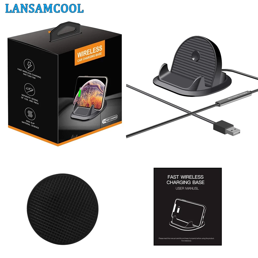 

Qi Fast Wireless Car Charger For IPhone 11/12 Pro Max Car Phone Holder 10W Wireless Car Charging Mount For iPhone/Samsung