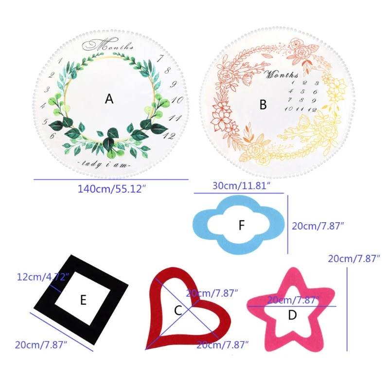 

Monthly Milestone Baby Blankets Swaddle Wrap Cute Soft Blanket Newborn Bathing Towels DIY Kids Photography Props