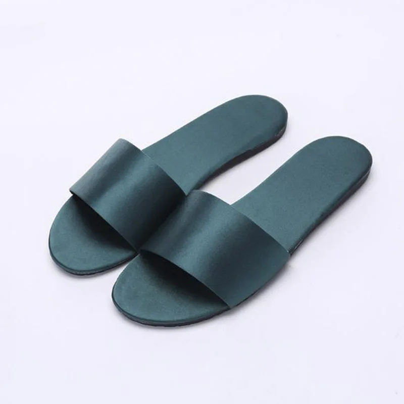 Women Satin Simulation Silk Word Drag Indoor Non-slip Slippers Woman Breathable Sweat-absorbent Wear Home Slides EU Size 35-40 | Обувь