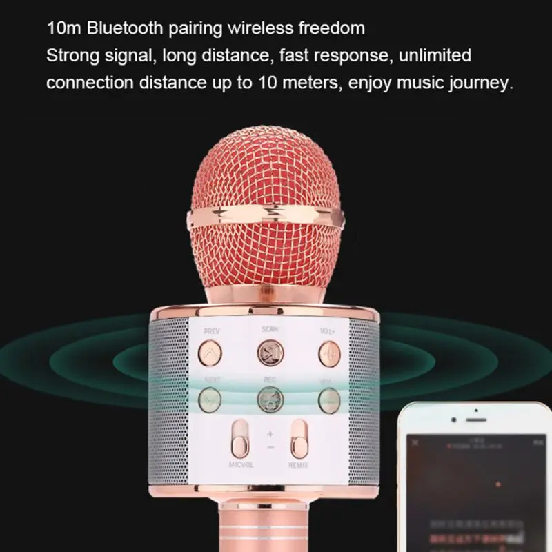 Беспроводной микрофон для караоке динамик записи Youtube Bluetooth смартфона запись в