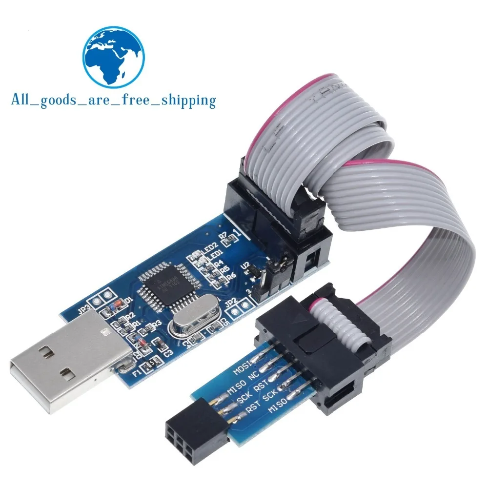1 set 1 комплект USBASP USBISP AVR программист USB ATMEGA8 ATMEGA128 ATtiny/CAN/PWM 10Pin провод модуль DIY+ 10Pin до 6 Pin адаптер плата - Цвет: 1 set
