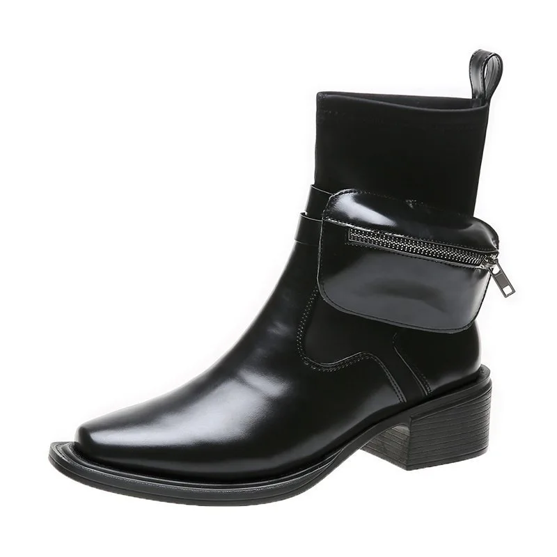 

Autumn Martin Boots Women's 2021 New British Fashion Buckle Chelsea Boots for Winter Women Casual Shoes Black Booties Woman 2A