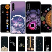 pretty space moon astronaut phone case for huawei p50 p40 p30 p20 p10 pro mate 40 30 20 10 pro lite cover soft coque tpu