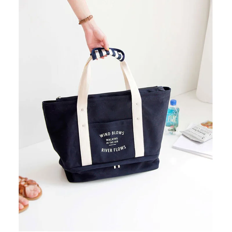 HHYUKIMI двухслойная сумка мессенджер через плечо большая Холщовая Сумка для