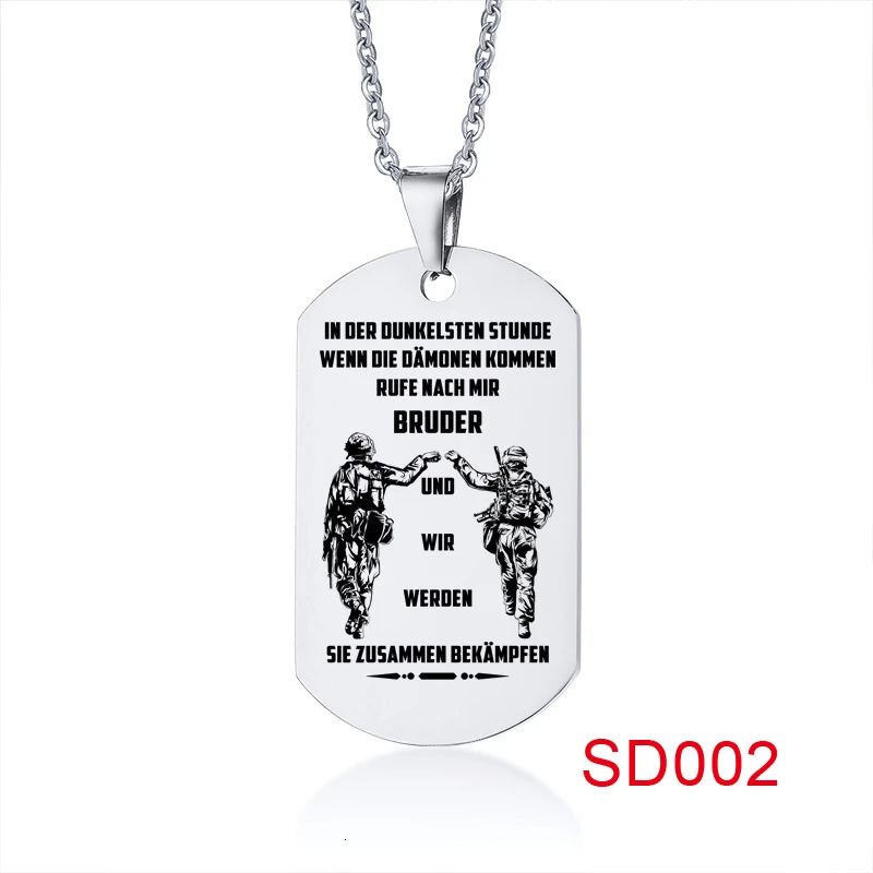 SD002 Мужская Персонализированная собачья бирка, ожерелье, подарок для отца, нержавеющая сталь, на заказ - Окраска металла: SD002