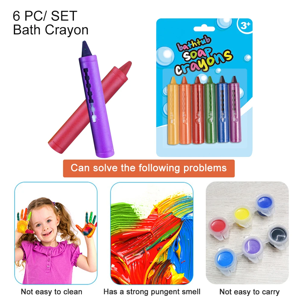 6 шт нетоксичный Пластик Безопасность Ванны Набор цветных карандашей моющиеся