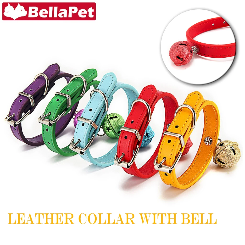 

Cute Cat Collar for Dogs PU Leather Dog Collar with Bell Basic Dogs Collar for Cats Pet Product Dog Accessories