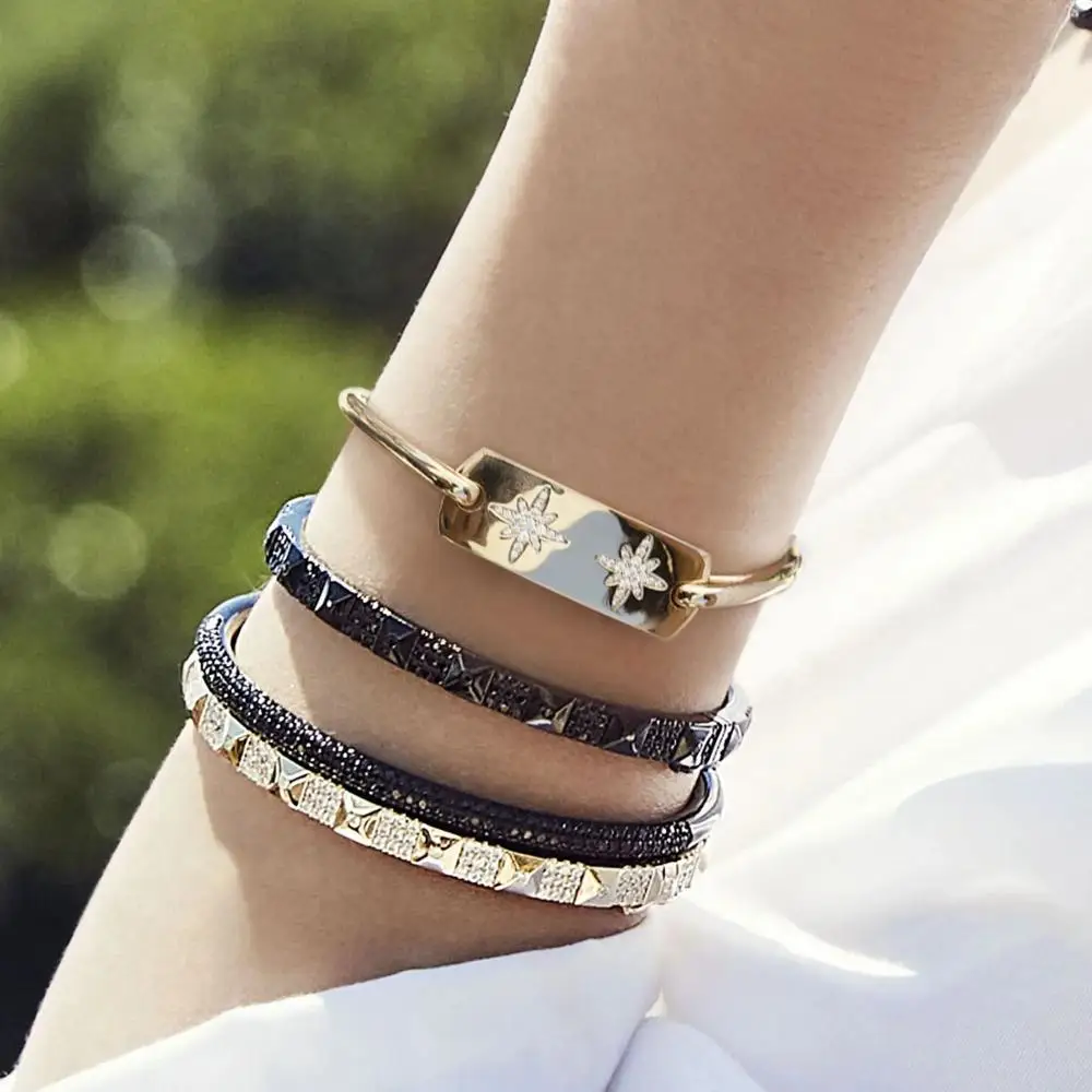 Модный шарм из стерлингового серебра копия 1:1 Реплика вымощенные звезды браслет