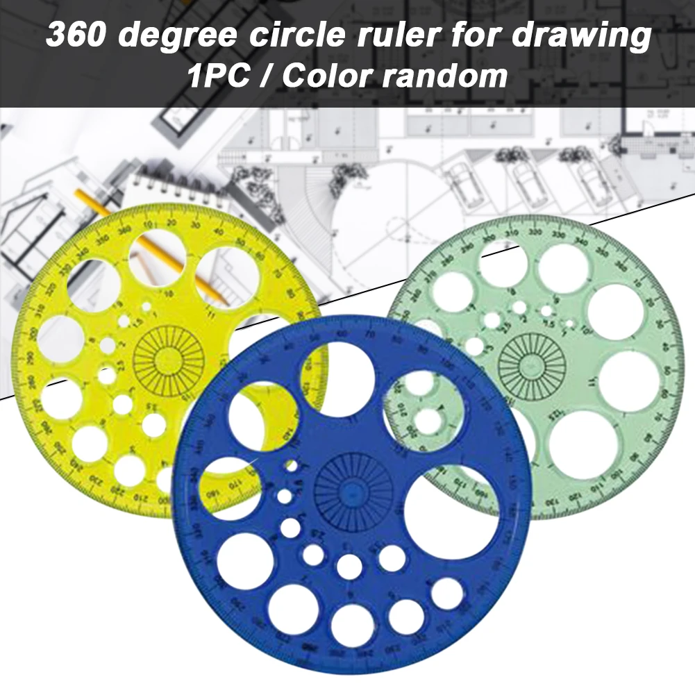 

Geometry For Students Stationery Round Ruler Template Patchwork School Drafting Supplies 360 Degree Drawing Tool Hollow Portable