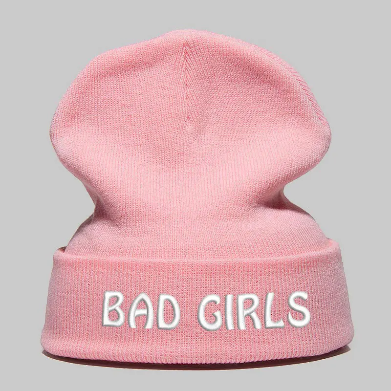 Beanie шляпа Skullie шапка, вязаная шапка-носок Зимняя Вышивка в стиле панк Для мужчин Для женщин подростков уличных танцев забавные персонализированные Csutomized плохие девчонки