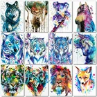 Huacan 5D DIY Алмазная вышивка крестиком на рисунке, камни в форме ромба волк мозаика с тигром Алмазная вышивка бисером комплект олень изображение животного на стене