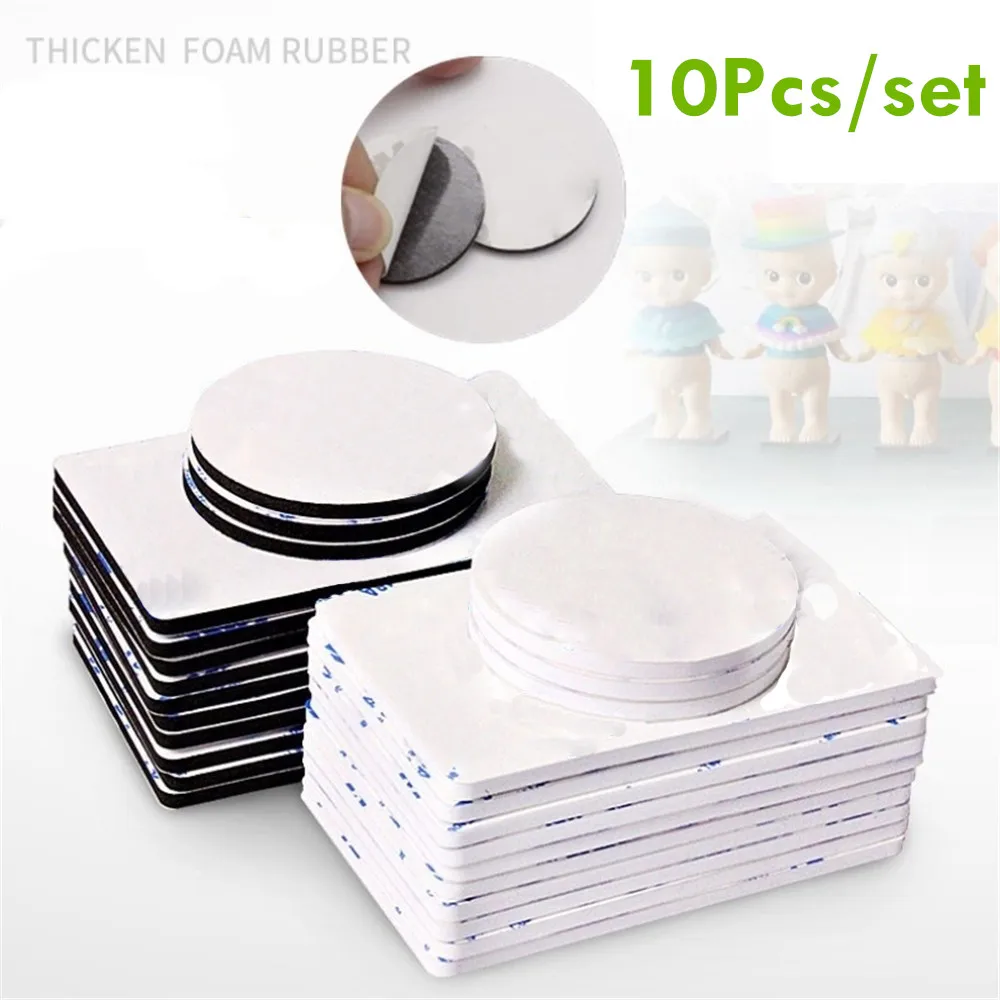 10pcs Double Sided Black Foam Tape Strong Square Car & Home Use Adhesives High Temperature Resistance Square Home Use