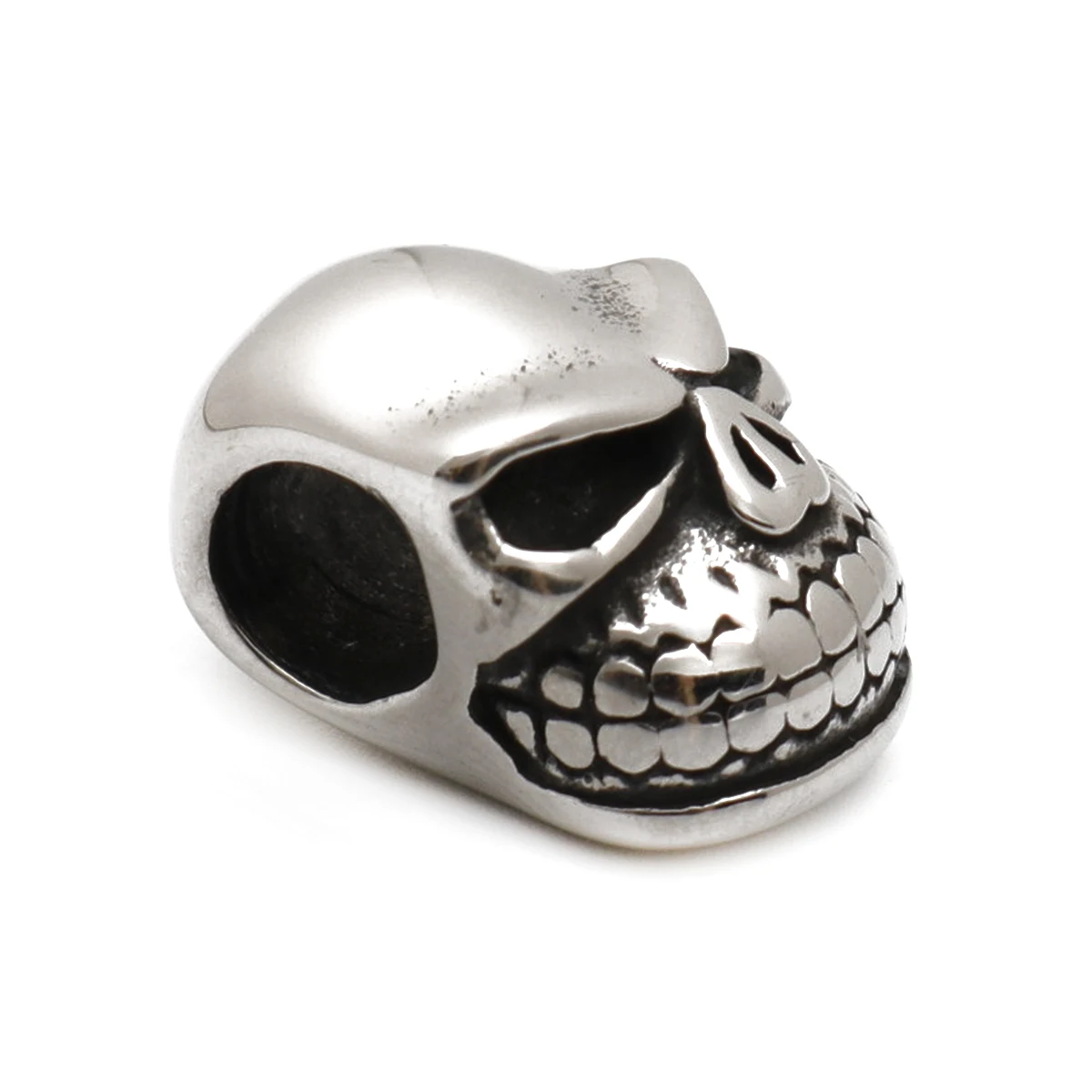 

New Hot 304 Stainless Steel Casting Beads Skull Antique Silver Color 17mm x 12mm, Hole: Approx 6mm, 1 Piece
