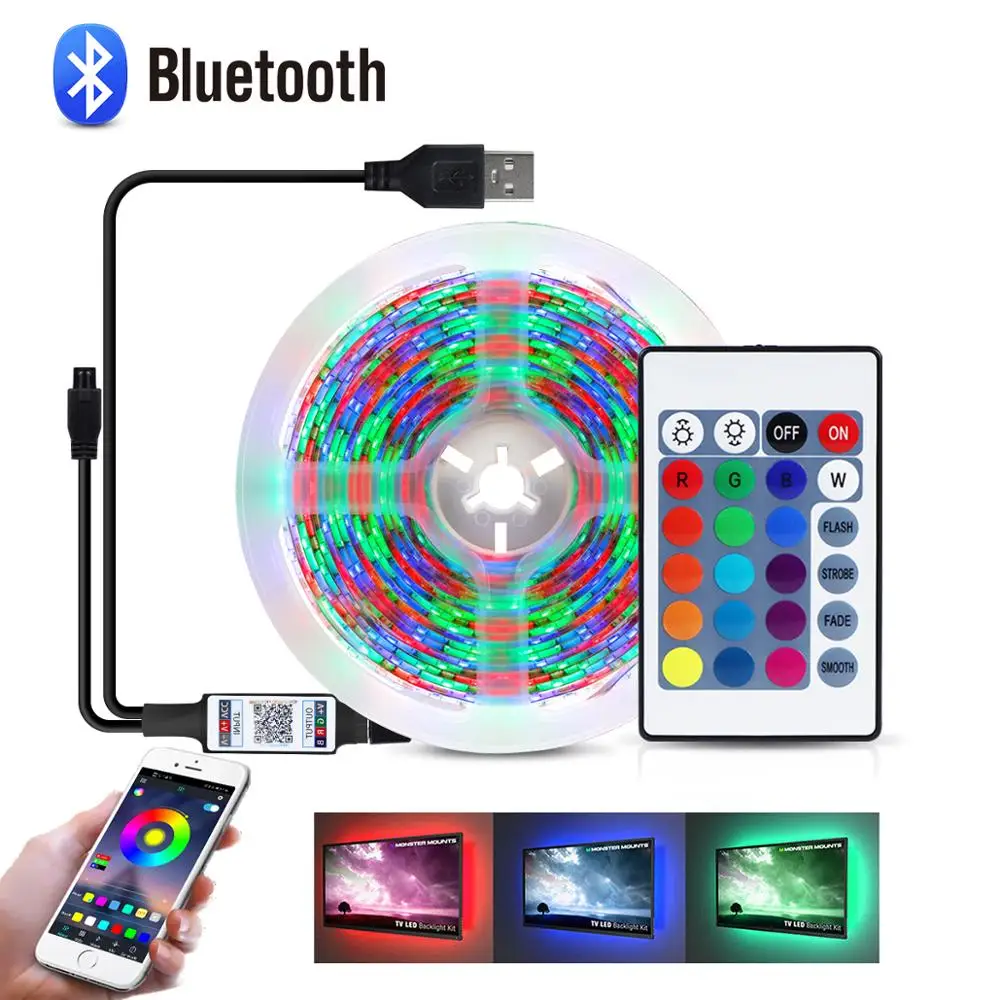 Светодиодная RGB лента с USB гибкие LED лампы управлением через приложение и