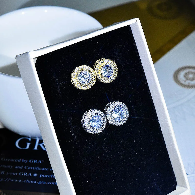 

925 Stud Earrings For Women Vintage Jewelry Cubic Zirconia 2ct Earring Bridal Wedding Engagement Brincos Free Shipping E837