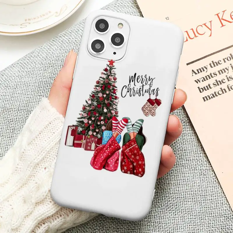 Christmas Tree Girl Gift Liquid Silicone Phone Case for iphone 13 12 11 Pro Max XR XS X Candy Cover for iPhone 6 6S 7 8Plus Case