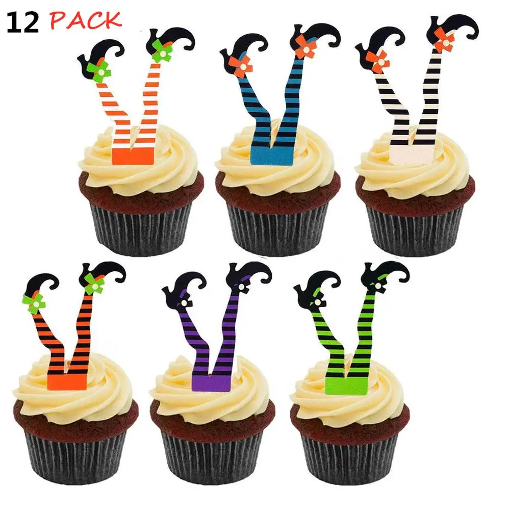 Набор из 12 упаковок для обуви ведьмы на Хэллоуин бумажных ботинок кексов