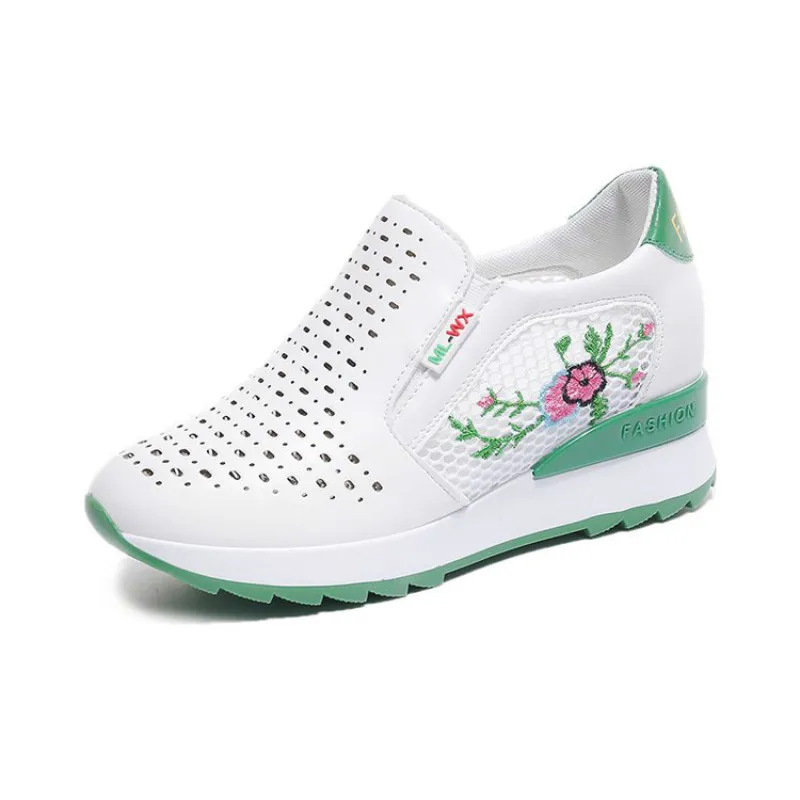 

Hot 2021 High Platform Sneakers Breathable Women Shoes Slip on Women Shoes Casual Height Increasing Wedge 35-39
