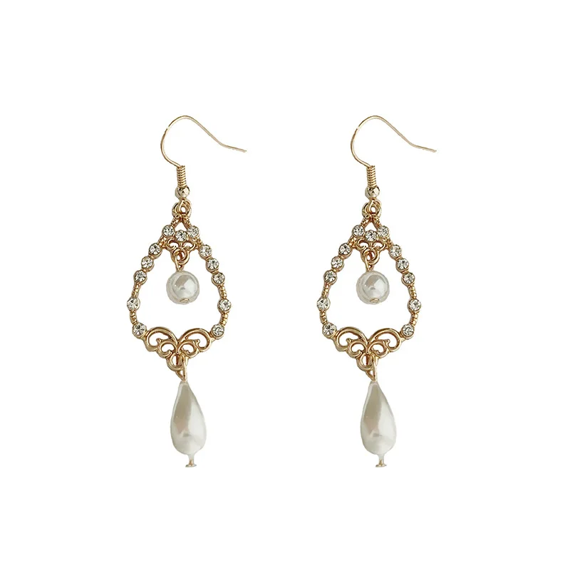 

Juorest Pearl Long Earrings for Women Trendy Water Drop Crystal Dangle Earrings Vintage Romantic Boho Rhinestone Earings Jewelry