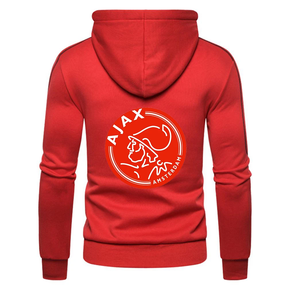 

Mens 2021 AJAX Logo Zipper Brand Hoodies Fitness Solid Color Muscle Sportswear Coat Latest Casual Sweatshirts