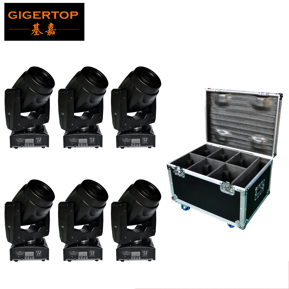 

Freeshipping 6IN1 Flightcase Pack 60W Led Moving Head Spot Light Auto, Sound, DMX, Master/Slave 4 Button LCD Display 100V-220V