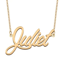 juliet name necklace for women stainless steel jewelry 18k gold plated nameplate pendant femme mother girlfriend gift