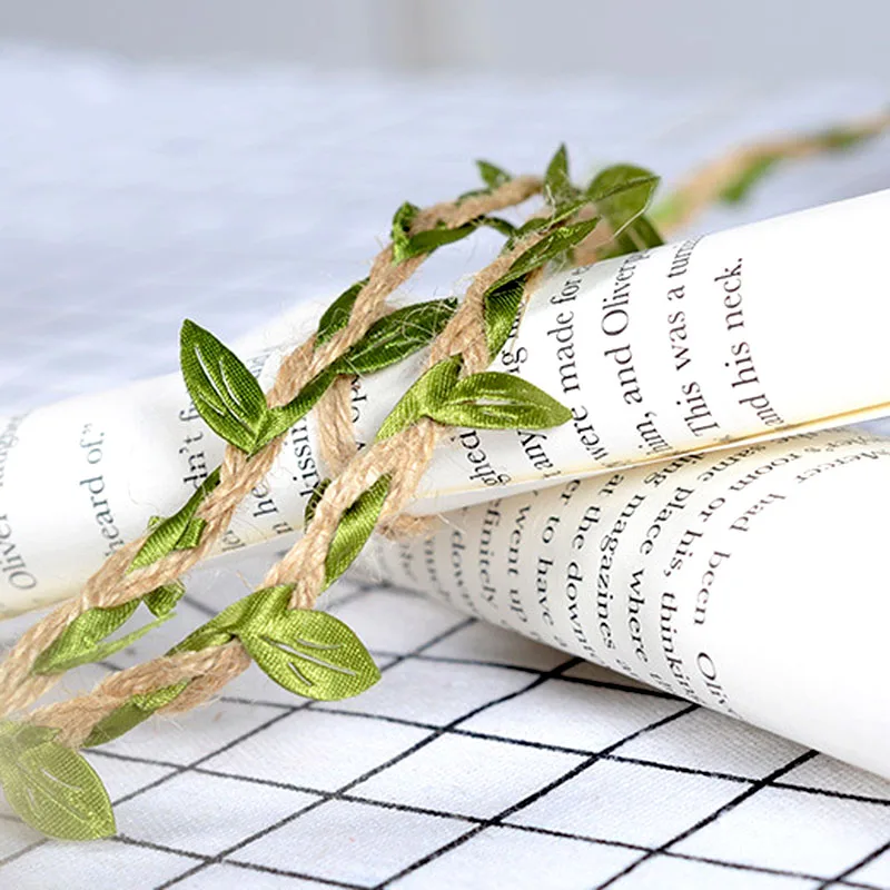 2 м 5 имитация зеленых листьев плетеная пеньковая веревка сделай сам Свадебный
