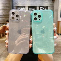 clear gradient laser flower phone case for iphone 13 12 11 pro xs max 7 8 plus 13 12 mini x xr se 2020 shockproof back cover