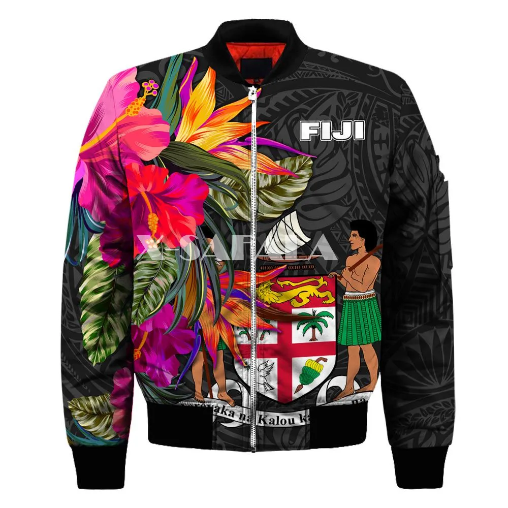 

Мужская куртка-бомбер унисекс с 3D принтом Фиджи полинезийский принт Полетная куртка на молнии Повседневная унисекс Harajuku женская уличная од...