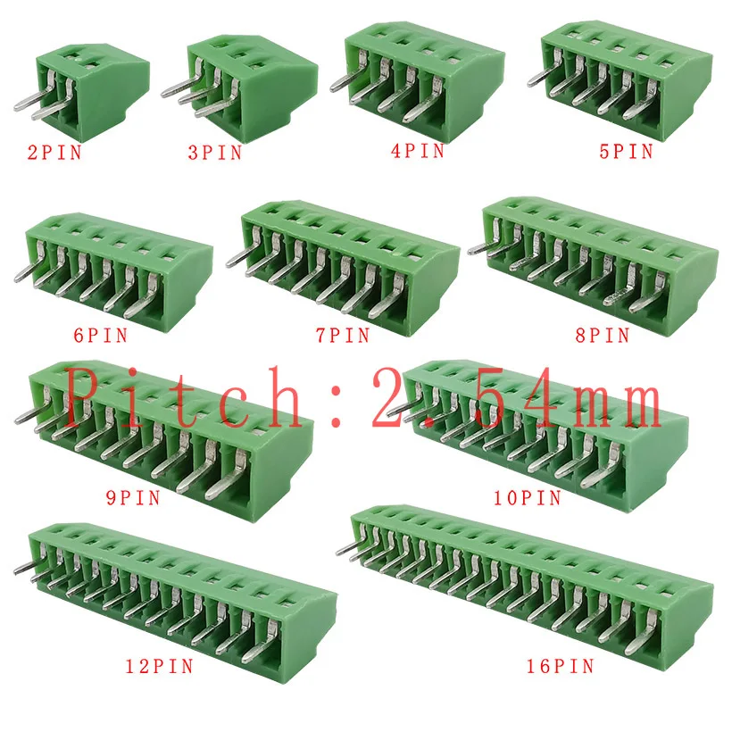 5/10 шт. 2 54 мм/0 1 "шаг 2P 3P 4P 5P 6P 7P 8P 9P 10P 12P 16 контактов PCB Винтовые клеммные колодки