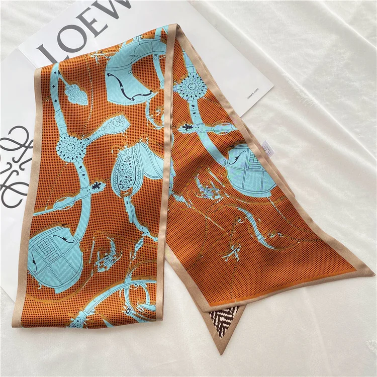 

Horsetail Ribbon Summer Hairband Headband Neck Head Scarf Long 100% Silk Double Layer 150*16cm