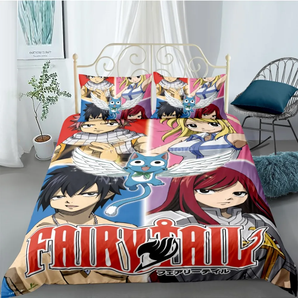 

Anime Fairy Tail Bedding Set Kids Bed Linen Quilt Duvet Cover Sets Home Decor Twin Single Queen King Size Fashion Gift Cartoon