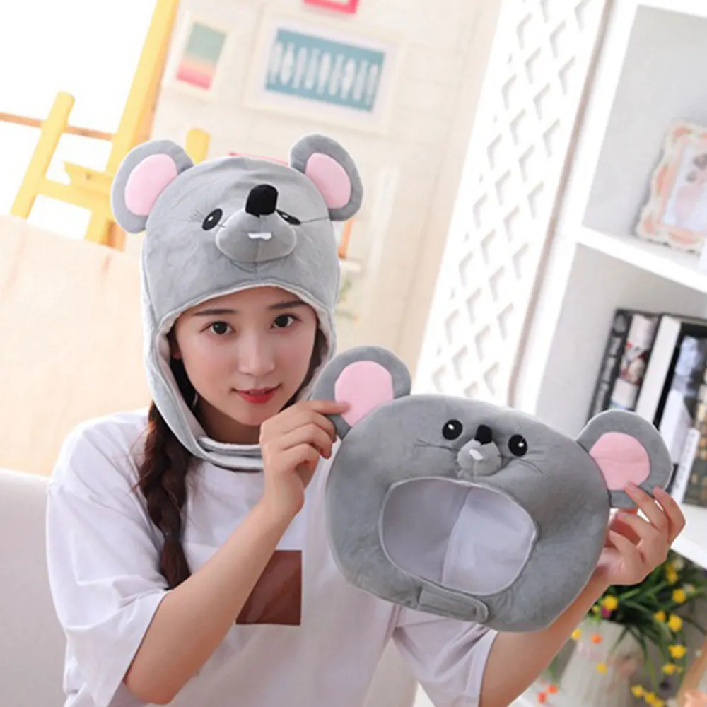 Новая плюшевая шапка из искусственного меха с изображением крысы милая мягкая