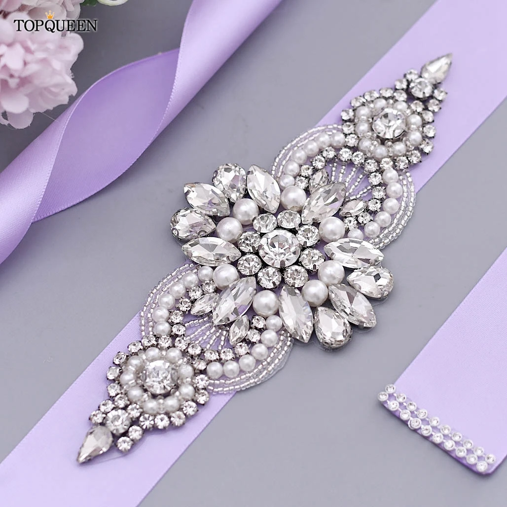 

TOPQUEEN S05B Bridal Belt Handmade Rhinestone Applique Wedding Women Ladies Dress Ribbon Sash Bridesmaid Decoration Accessories