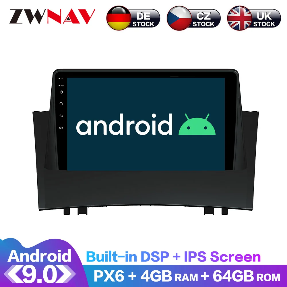 Для Renault Megane II 2004 2008 Android IPS экран PX6 DSP автомобильный без DVD GPS мультимедийный плеер