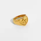 Женские кольца в форме сердца, из нержавеющей стали 316L, с позолотой 18 карат, массивные, в стиле ретро, кольца, ювелирные подарки