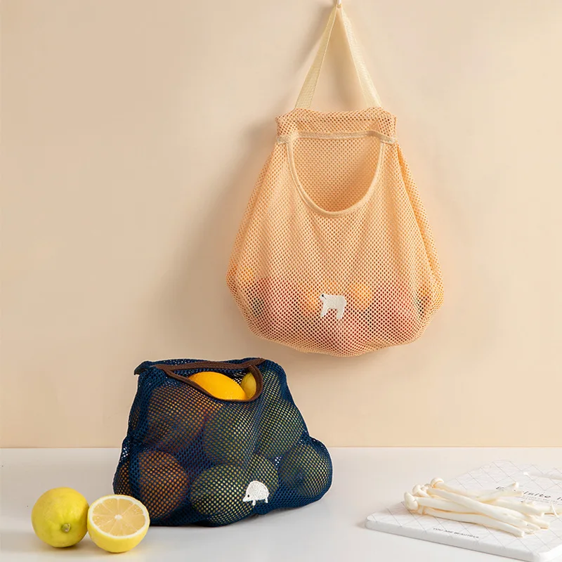 

Сумка-тоут сетчатая хлопчатобумажная на шнурке, многоразовая сумка для покупок, для продуктов с длинными ручками, фруктов, овощей