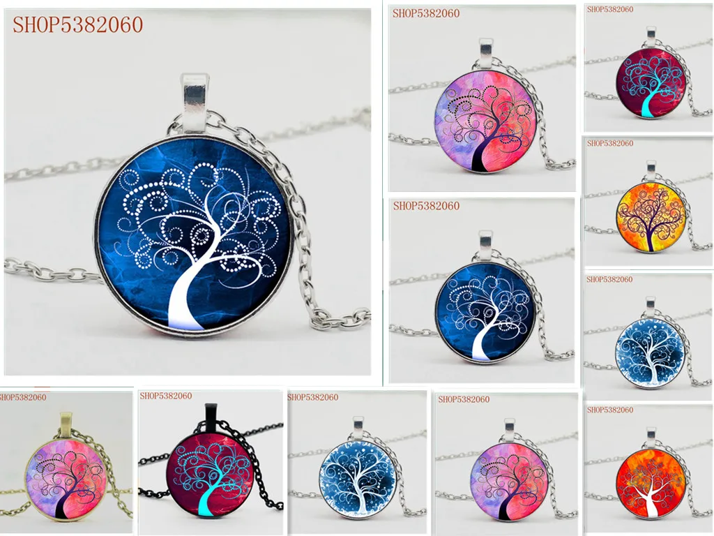 Ожерелье Древо жизни ожерелье с вогнутым стеклом в ретро стиле модное для мужчин