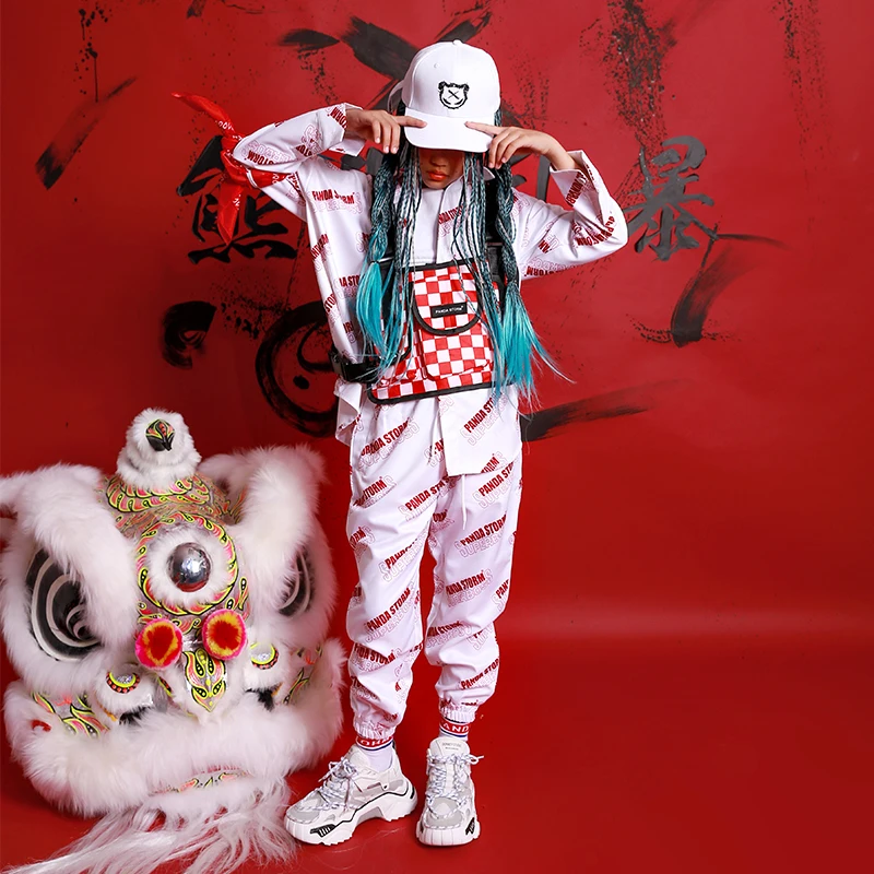 Children Hip Hop Clothes Moletom Feminino Tumblr Long Sleeve Shirt Set Loose Street Fashion Clothing Girl Boy Stage Costume 3620 |