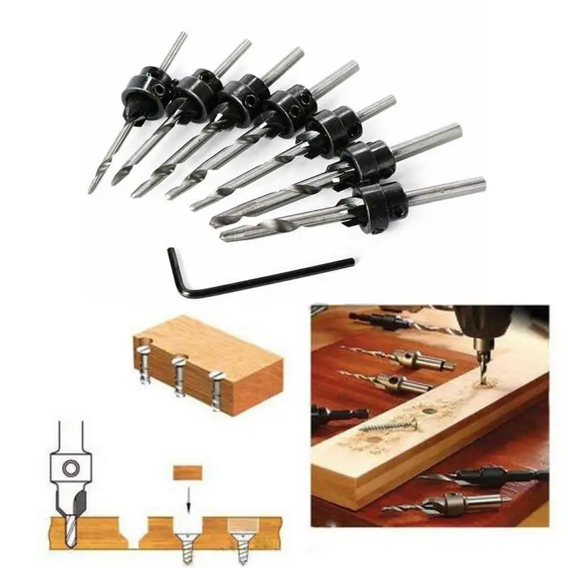 7 шт./компл. конические столешницы сверла для дерева столярные Конические Сверла