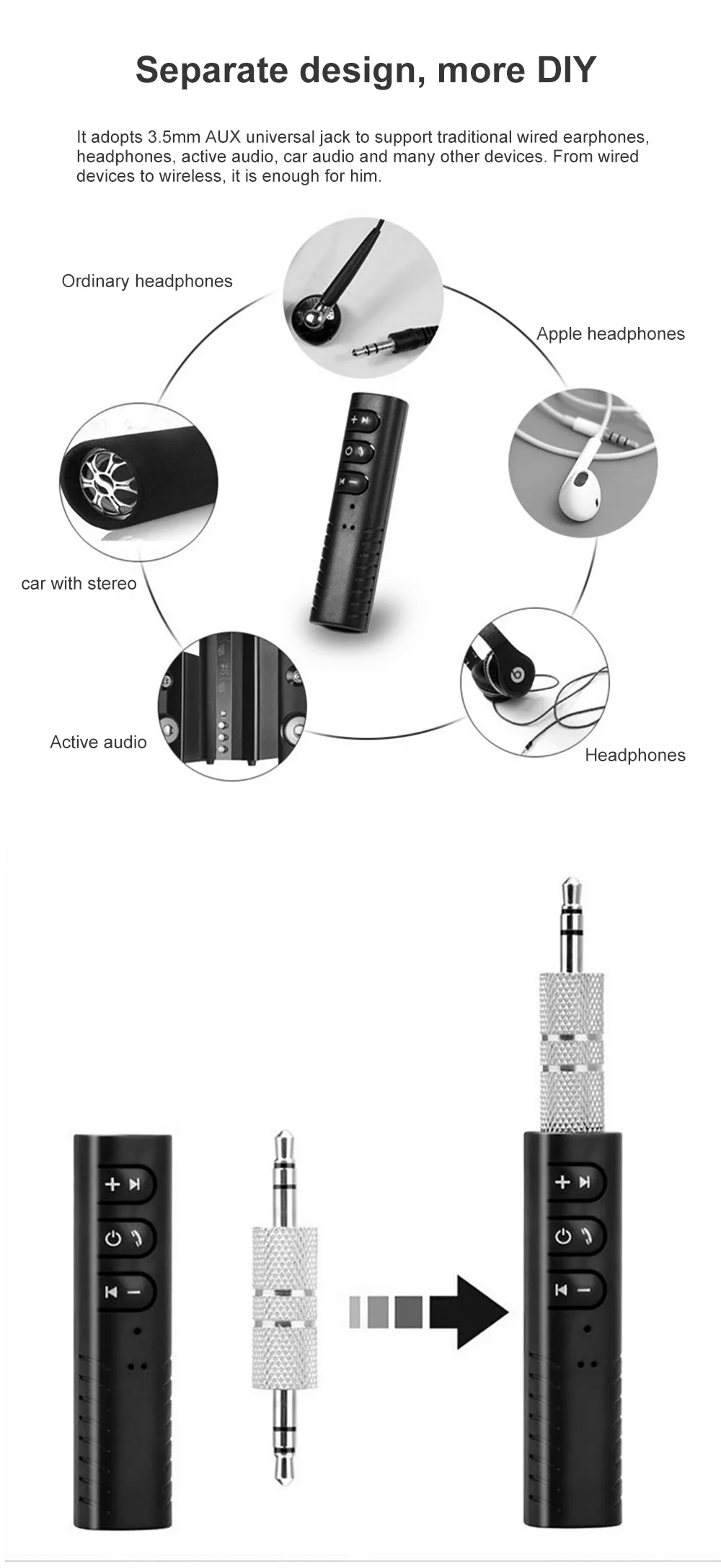 Автомобильный bluetooth-адаптер, мини bluetooth-приемник, 3,5 мм разъем, Bluetooth, автомобильный комплект, музыкальный аудиоприемник для акустических гарнитур Z2