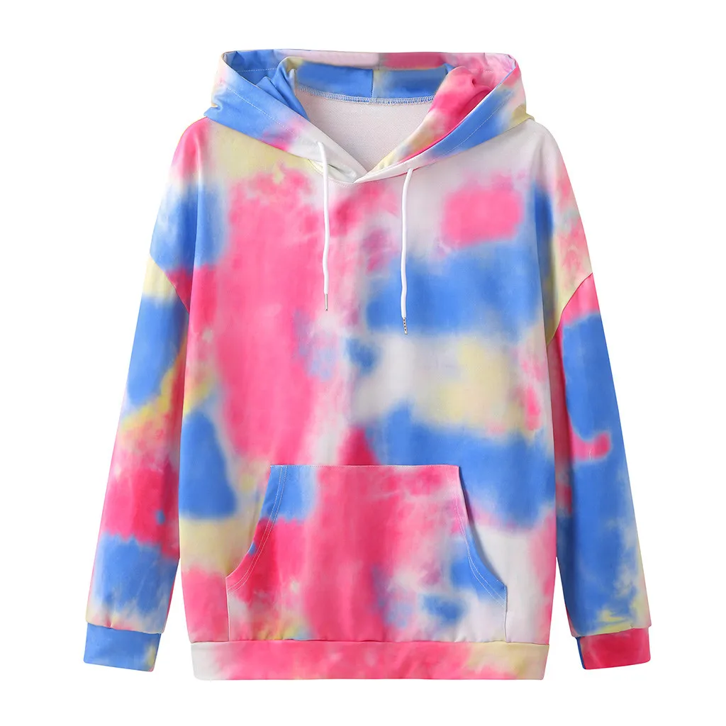 Women Tie-dye Causal Pullover Long Sleeve Round Neck Sweatshirt Top Blouse Для Женщин Sweetshirts Худи Толстовка Hoodies #SRN