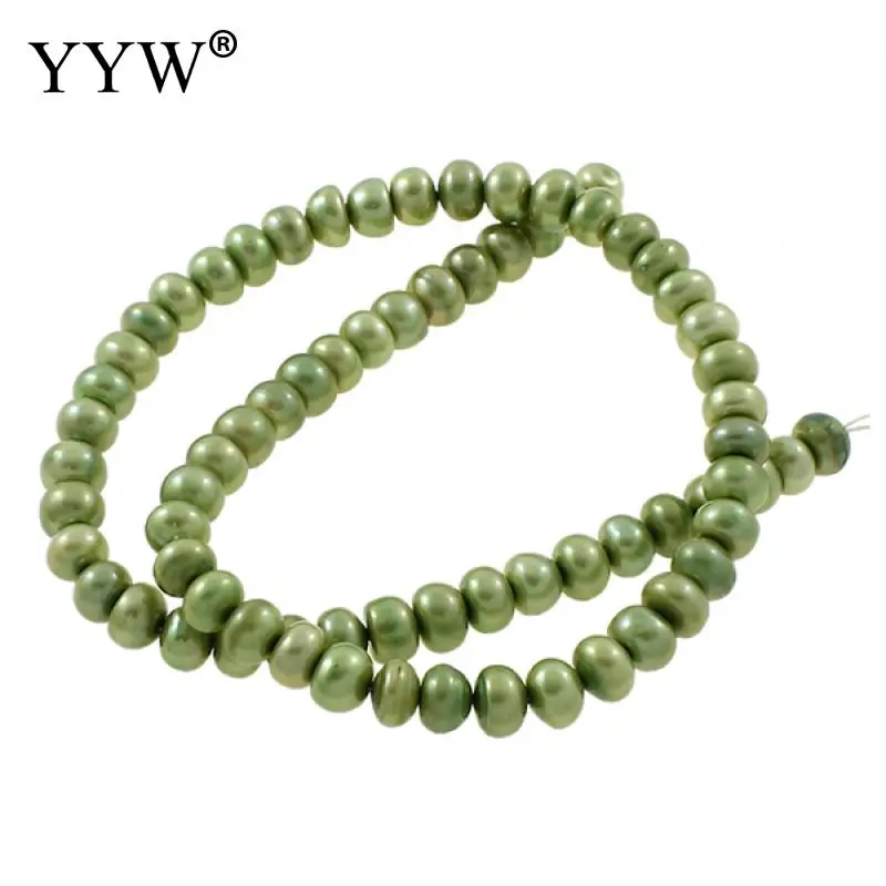 

Cultured Button Freshwater Pearl Beads green 6-7mm Sold Per Approx 15.3 Inch Strand