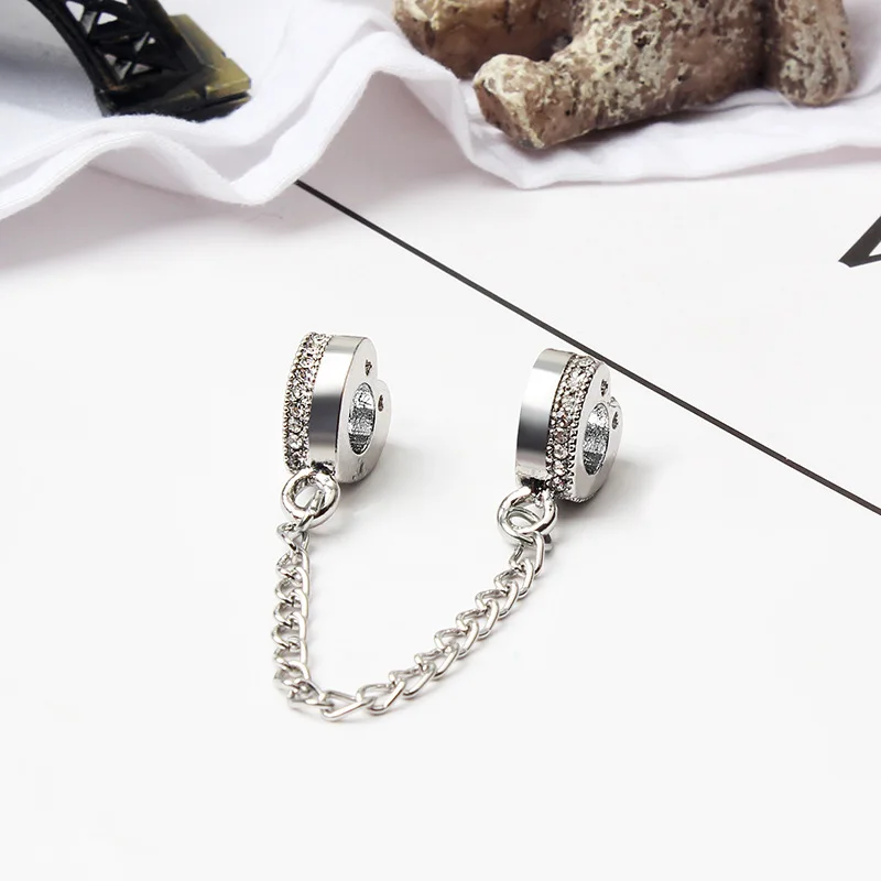 

Золотистая блестящая прозрачная циркониевая цепочка в форме сердца, подвесные бусины, подходящие для оригинального браслета «сделай сам», ...