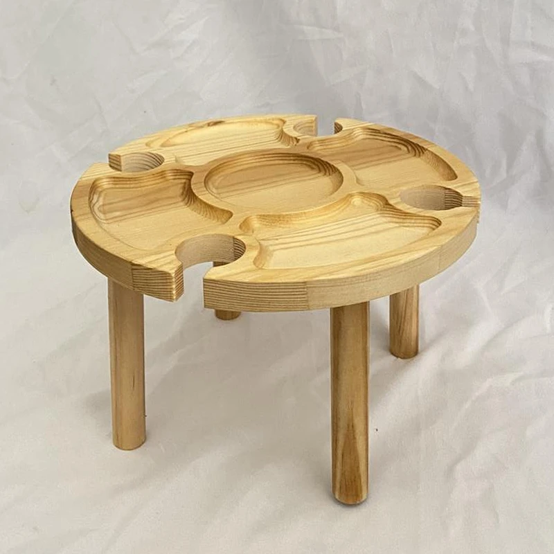 

Wooden Outdoor Removable Picnic-Table with Glass Holder 2 in 1 Wine Glass Rack Outdoor Wine Table Wooden Wine Table