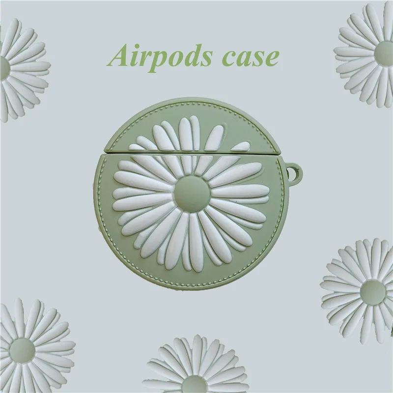 

Fundas For Apple AirPods 1/2 Case Daisy Flower Cute Silicone Headphone Case For Air Pods 1 2 Earphone Protective Cover For Girls