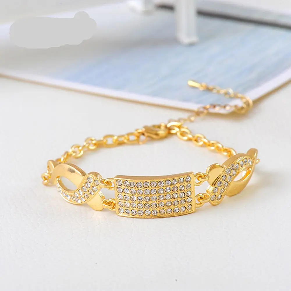 

Креативные ювелирные изделия, позолоченный уникальный многорядный браслет-цепочка с белым цирконием