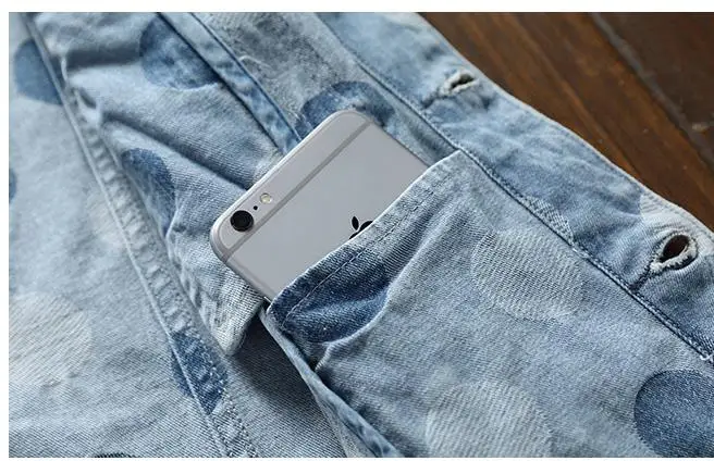 BONJEAN Mens Polka Dot Denim Jacket Mal Rock Fashion Light Blue Slim Casual Biker Jackets Coat Drop Shipping
