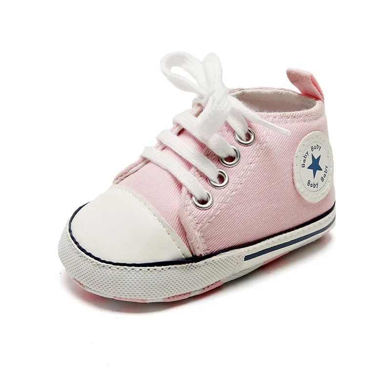 light pink Классическая Повседневная парусиновая обувь для малышей; спортивные кроссовки для новорожденных; Детские ботиночки; детские мокасины - Цвет: light pink